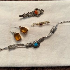 Sterlings Garnet Earrings and Bracelet